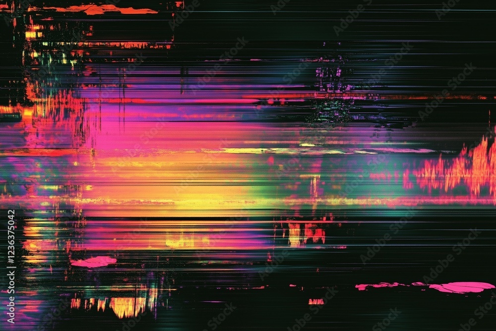 Fototapete abstract digital with minor glitch background with lines and neon light effects. minor glitch textur