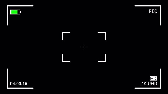 Video camera recorder screen interface with alpha channel, Recording camera screen interface with timer on a transparent background , Camera recording screen overlay