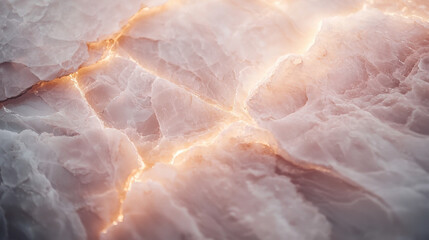 Fototapeta premium Elegant rose quartz mineral with glowing veins of golden light in a crystalline pattern