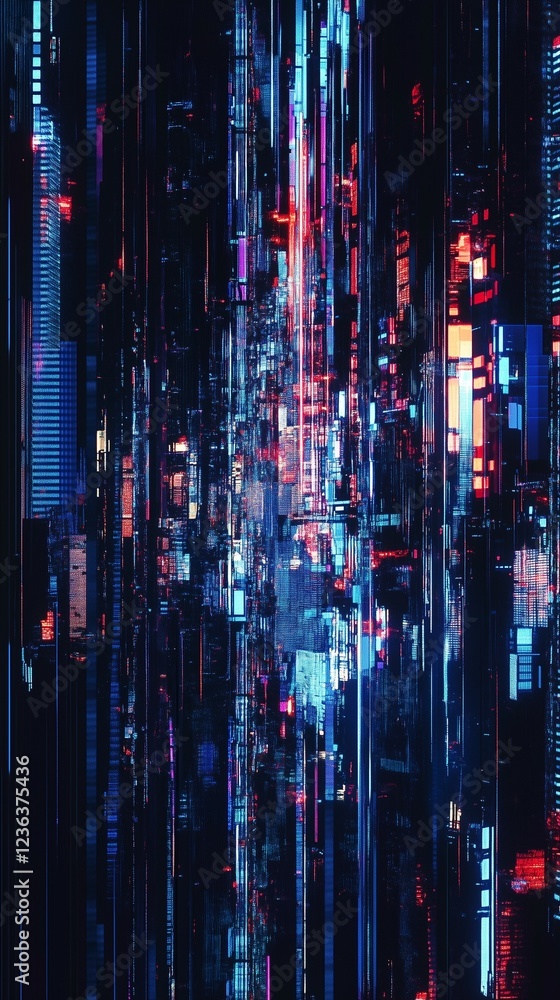 Fototapete abstract digital with minor glitch background with lines and neon light effects. minor glitch textur