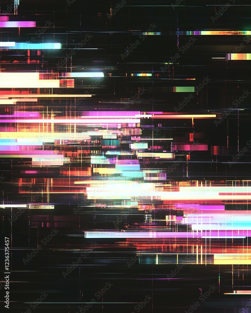 Fototapete abstract digital with minor glitch background with lines and neon light effects. minor glitch textur