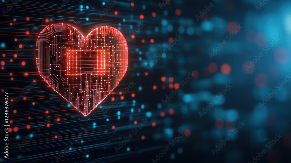 Aufkleber intricate heart shaped circuit design featuring a central circuit element symbolizing love and techn
