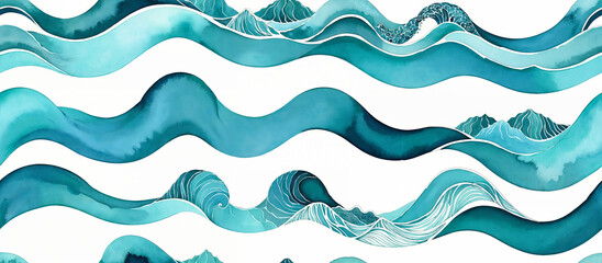 Pattern. Abstract Ocean Wave Pattern in Teal and Aqua Shades