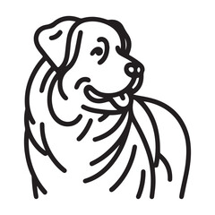 Graphic drawing of an adorable black dog in a Jasper silhouette