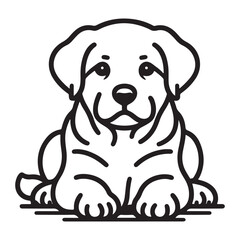 A black graphic silhouette of a Labrador Retriever dog on a white background