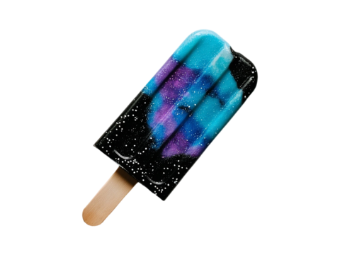 Galaxy-Themed Popsicle Design on transparent Background Featuring Starry Patterns

