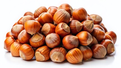 Obraz premium Heap of Hazelnuts Isolated on a White Background