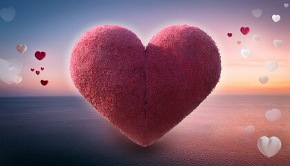Fototapeta premium minimal top view heart with love background