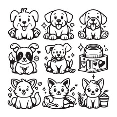 A graphic artwork in black and white of a gregarious corgi wearing a collar and a broad smile