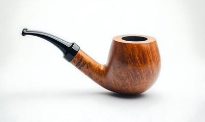 A classic wooden pipe isolated on a white background.
