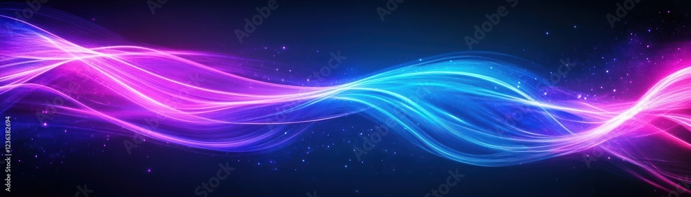 Poster Bright Wave of Light Illuminating Dark Background Creating a Striking Contrast and Evocative Atmosphere Perfect for Artistic and Abstract Visuals