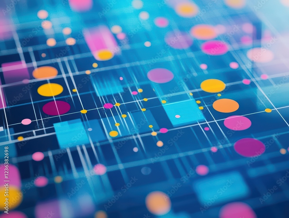 Poster Vibrant Abstract Background Featuring Colorful Circles and Squares Blending Harmoniously to Create a Dynamic and Engaging Visual Experience