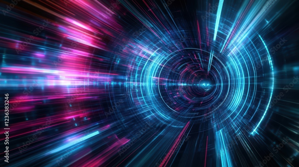 Aufkleber vibrant blue and pink abstract tunnel with dynamic light streaks creating a dreamlike atmosphere and