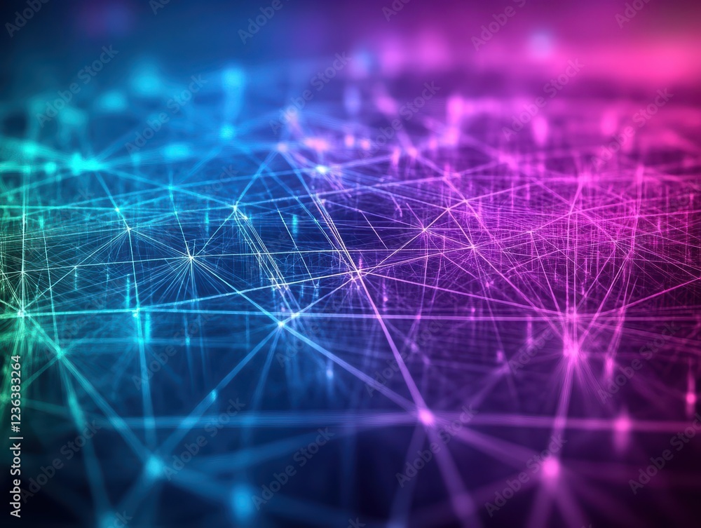 Aufkleber Vibrant Abstract Background Featuring Interconnected Lines and Dots Creating a Dynamic Visual Experience in a Colorful and Modern Artistic Style
