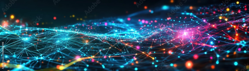 Leinwandbilder A Mesmerizing Network of Interconnected Lights and Lines Creating a Dynamic Visual Experience in a Futuristic Urban Environment at Night