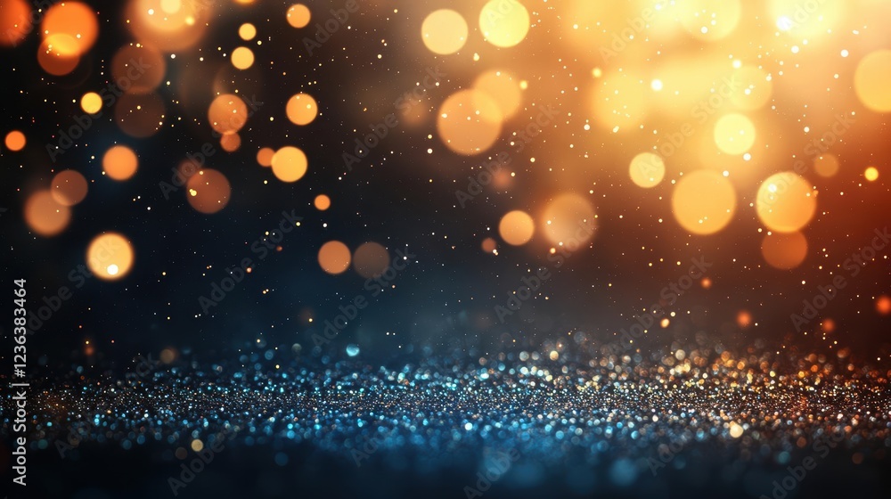 Poster Enchanting Dark Background Illuminated by Striking Gold and Blue Lights Creating a Captivating Atmosphere of Mystery and Elegance at Night