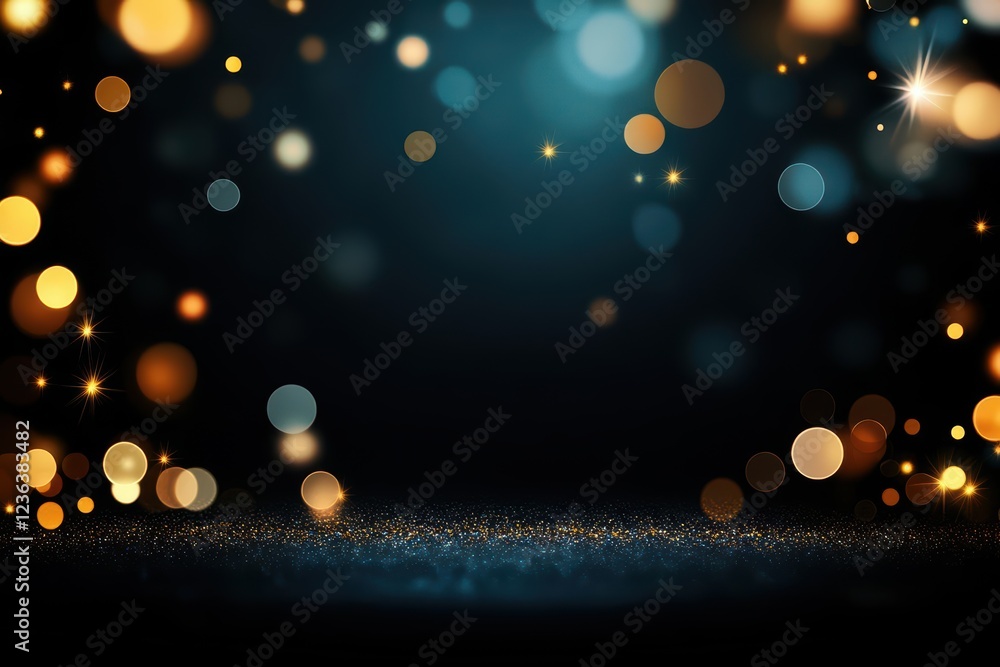 Poster Enigmatic Dark Background Adorned with Sparkling Gold and Silver Glitters Creating a Mystical and Alluring Atmosphere for Artistic Expressions
