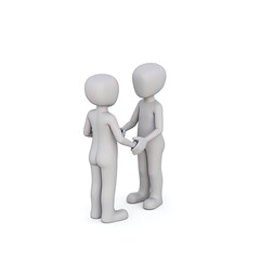 An isometric depiction of shaking hands