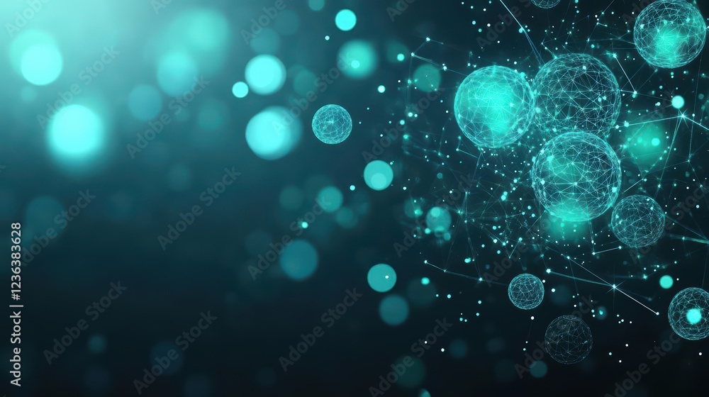 Aufkleber Abstract Network Visualization with Blue Background Featuring Interconnected Dots and Lines Representing Data Flow and Digital Connectivity Concepts