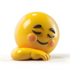 Cheerful Yellow Emoji with Closed Eyes and Content Smile Design