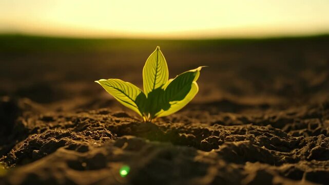 Green sprout, hope for cracked earth in the desert of Africa. Water problems, global warming, drought, water shortage in the world, health problems, poverty and misery in countries. Climate change: fr