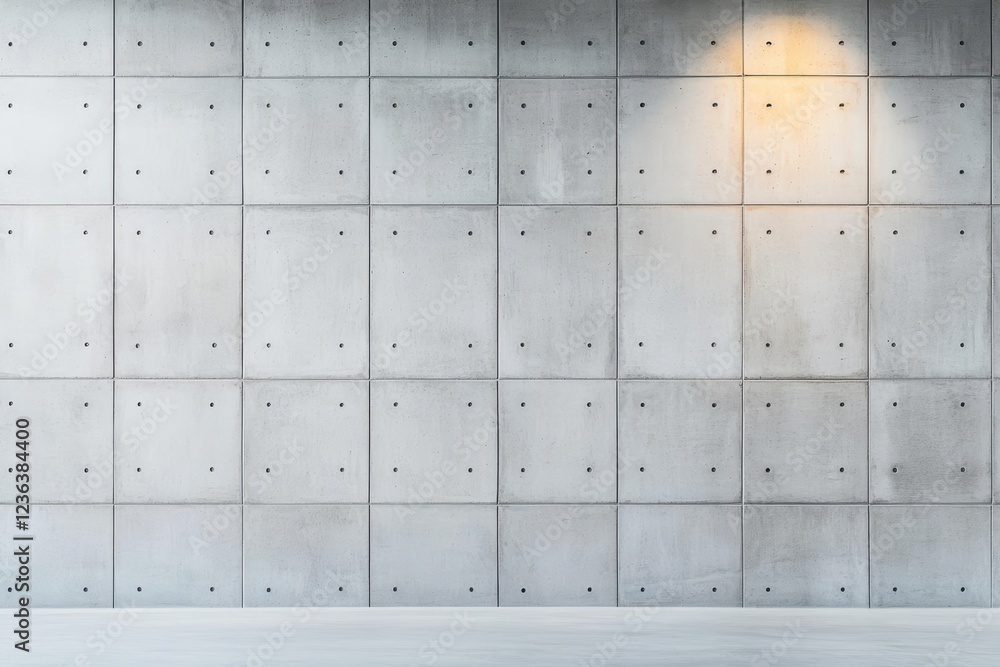 Poster Illuminated Concrete Wall Casting Soft Shadows in an Urban Environment Creating a Contemporary and Minimalist Atmosphere of Modern Architecture