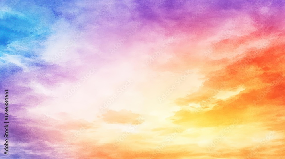 Poster Vibrant Colorful Sky at Dusk Filled with Fluffy Clouds Creating a Dreamy Atmosphere Perfect for Inspiration and Imagination in a Natural Setting