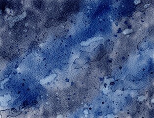 Abstract Dark Blue grunge hand painted watercolor background design pretty art design on watercolor paper texture