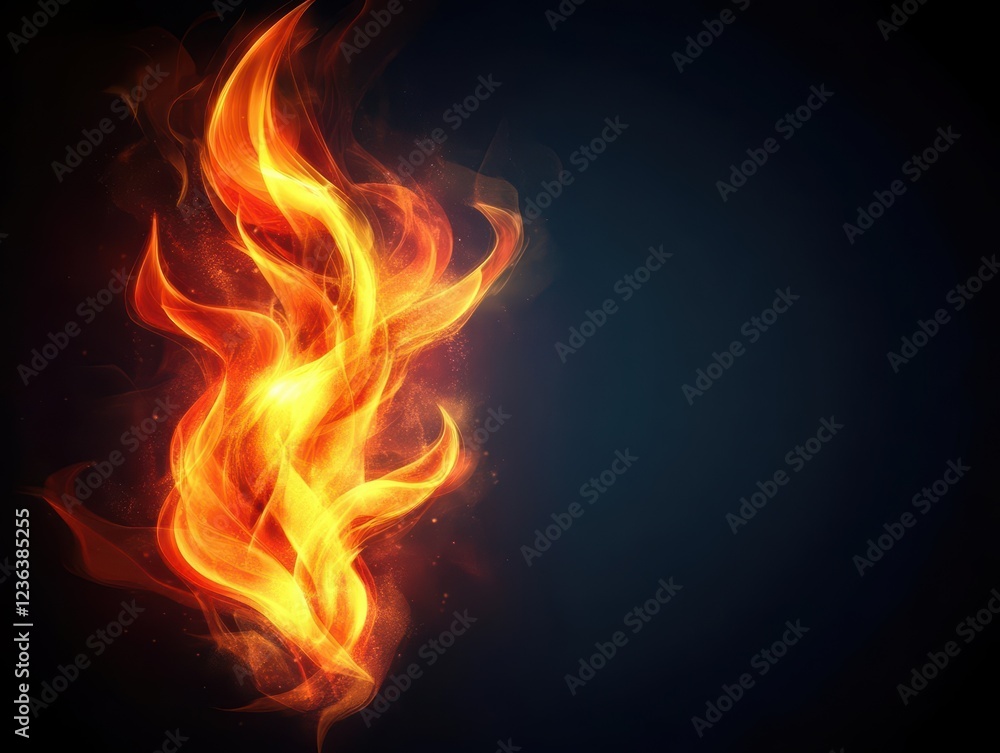 Aufkleber Vibrant Fiery Flames Dancing Against a Dark Background Creating an Intense and Dynamic Atmosphere Perfect for Evoking Passion and Energy in Art
