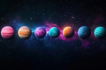 Naklejka premium Stunning Celestial Display of Multiple Planets Glimmering in the Night Sky Above a Serene Landscape Evoking Wonder and Awe in the Universe