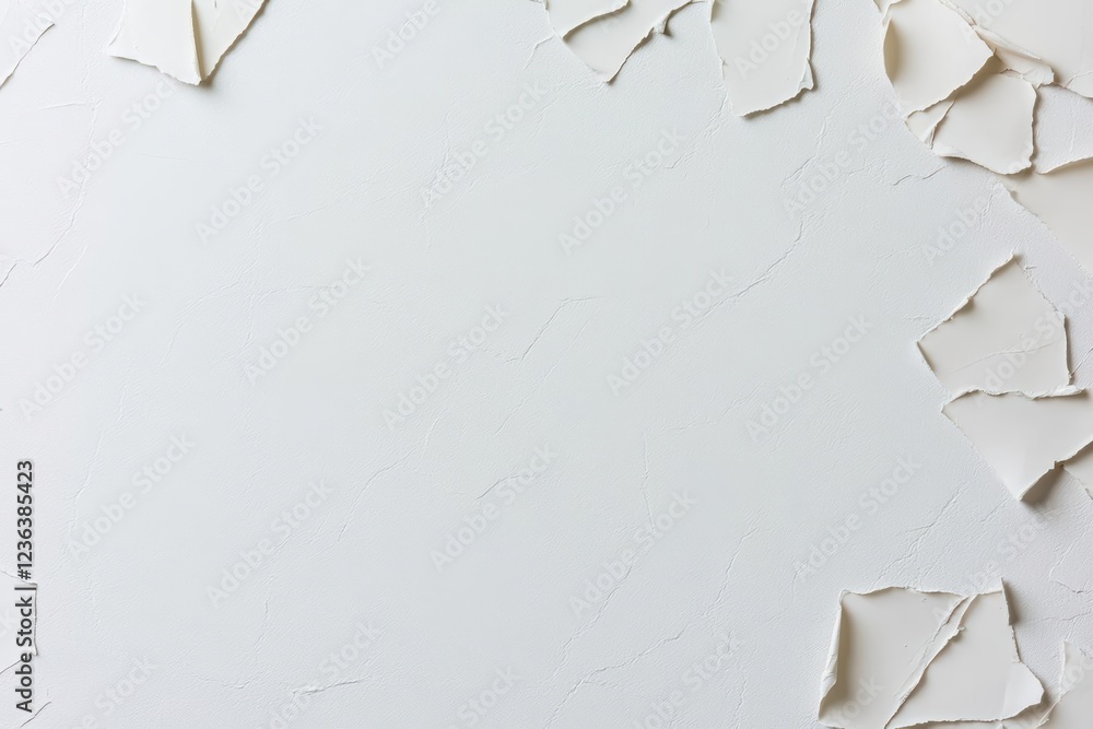 Poster weathered white wall with peeling paint exposing layers of texture and history evoking a sense of ab