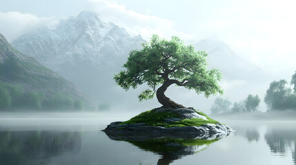 tree in the lake