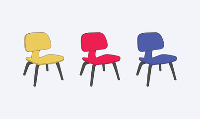 Colorful chair set illustration