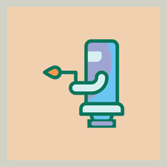 Stylized Icon of a Robotic Arm With a Flame Tip and a Rectangular Body