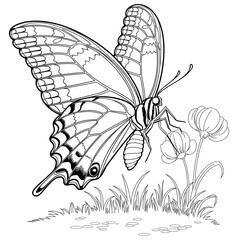 butterfly on a flower coloring page