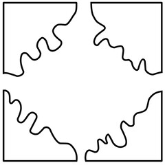 Abstract Wavy Frame illustration on white grasshopper background