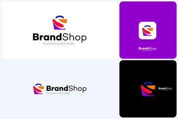 Letter S online shop Logo designs Template, icon S with shopping bag for e commerce and store logo template, Creative online Store Logo, Shopping Logo vector icon illustration design, colorful style