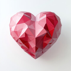 low poly heart design in soft pink and red colors, showcasing geometric shapes and modern aesthetic. Perfect for romantic themes