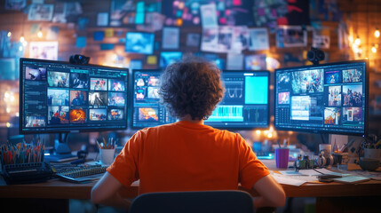 Video editing pro in a modern workspace