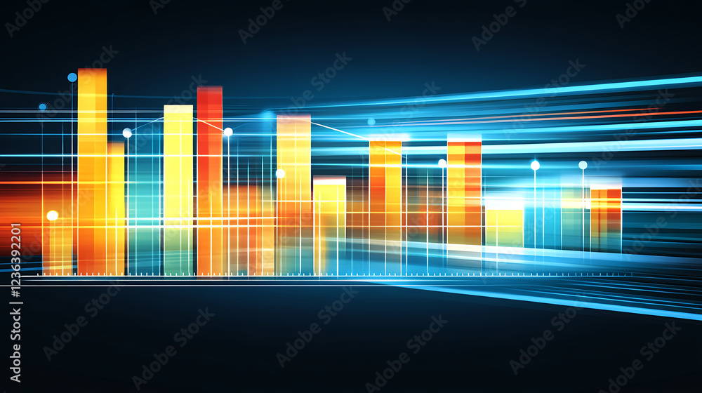Poster dynamic data visualization business analytics infographic design digital environment abstract concep