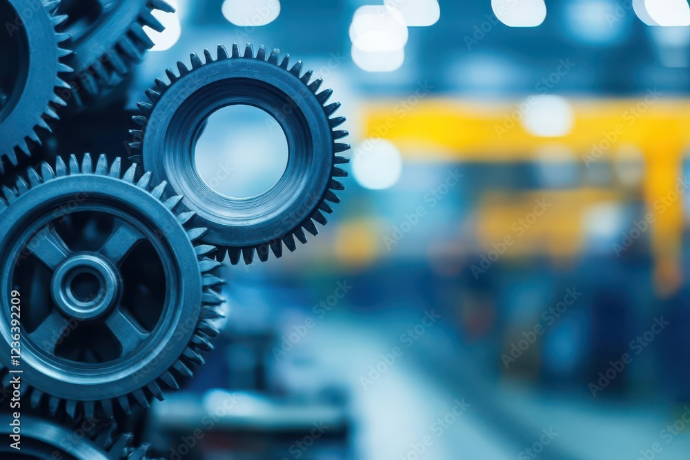 Leinwandbilder intricate gears interconnected in a factory setting symbolizing industry and innovation with a focus