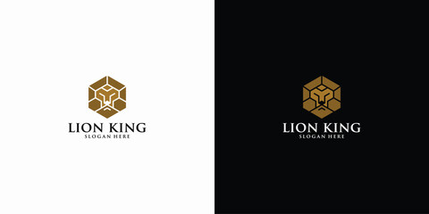 lion head exagon logo technology