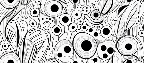 Naklejka premium Pattern. Black and White Abstract Floral Pattern Design