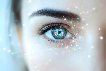 Cyber's eye with smart contact lens, AI cyber intelligence retinal, wallpaper