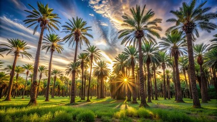 Obraz premium Majestic Oasis: Long Exposure of a Palm Grove in Morocco