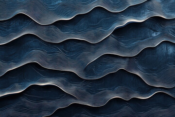 Fototapeta premium Dark textured surface with layered waves resembling deep ocean currents.