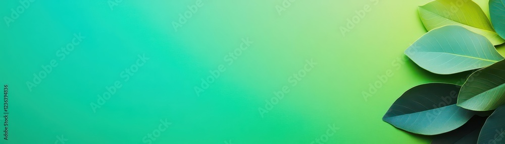 Poster vibrant green leaves in vivid harmony with soft green background creating a fresh natural atmosphere