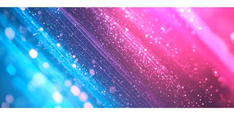Vibrant Abstract Background With Diagonal Lines, Particles, And Bokeh Effect In Pink And Blue