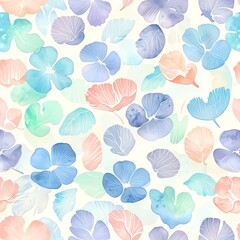 Obraz premium Pastel Watercolor Floral Pattern: A Delicate Seamless Design of Soft Hues and Elegant Blooms