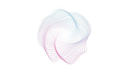 Red and Blue Spinning Geometric Vector Pattern on White Background, Modern Abstract Design